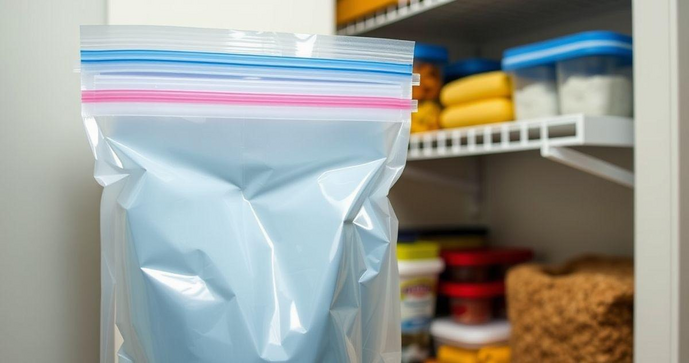 Saco plástico com aba adesiva ideal para armazenar e organizar com praticidade